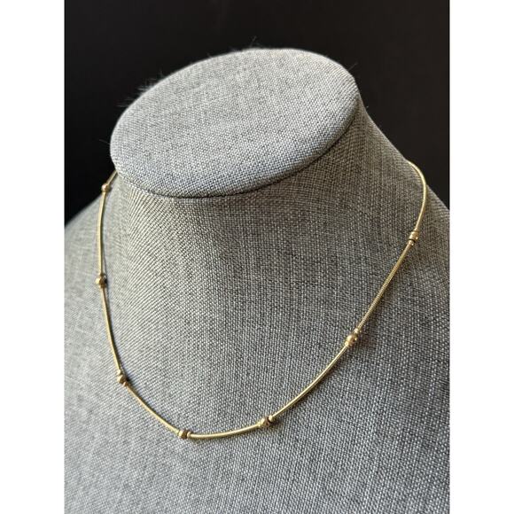 Vintage Revlon Necklace Gold Tone Beaded Minimalist Choker Stackable Capsule 18” - Picture 5 of 7